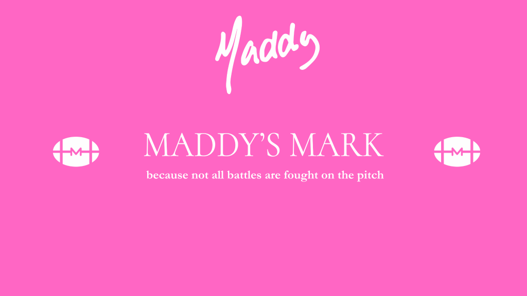 Maddy's Mark advert on a pink background