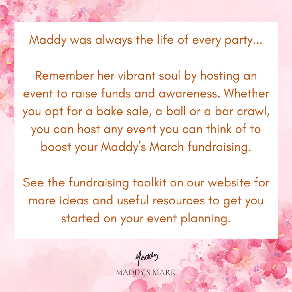 Graphic promoting the Maddy's Mark website