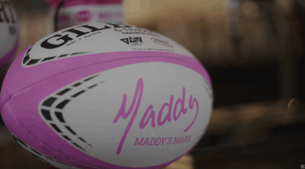 New charity film thumbnail of a Maddy's Mark rugby ball