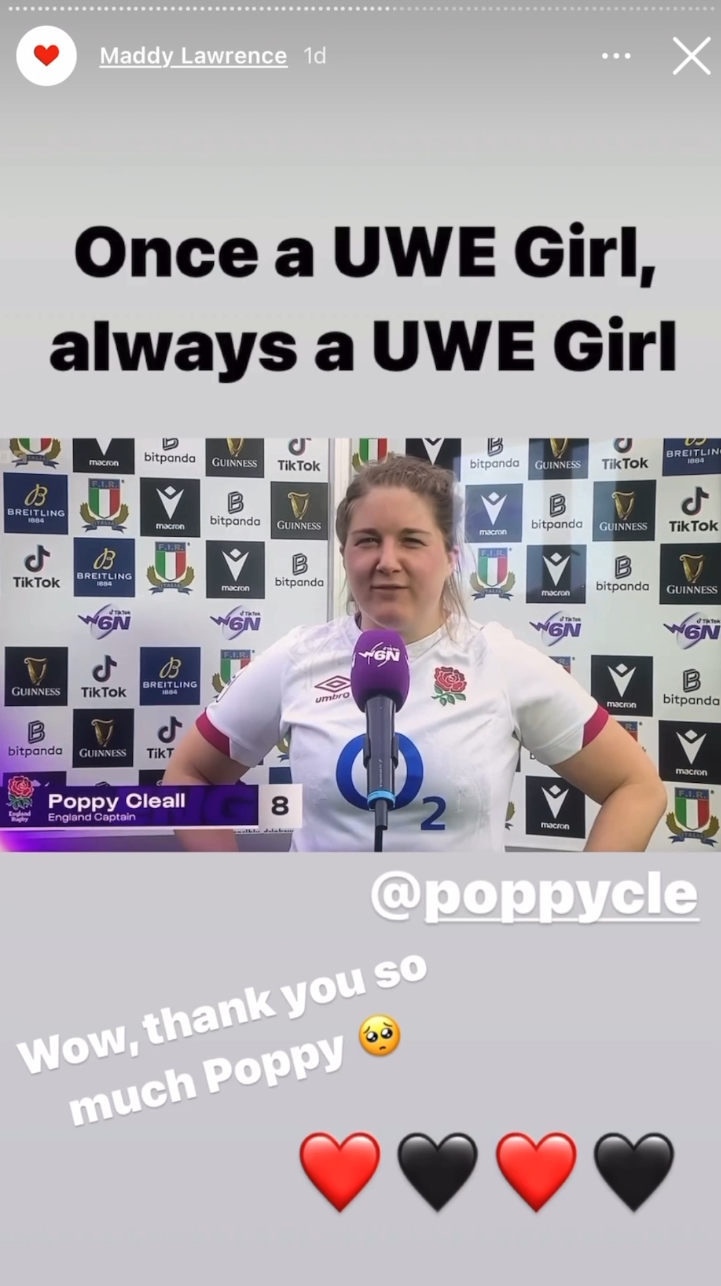 Support from Poppy at UWE for Maddy at Maddy's Mark
